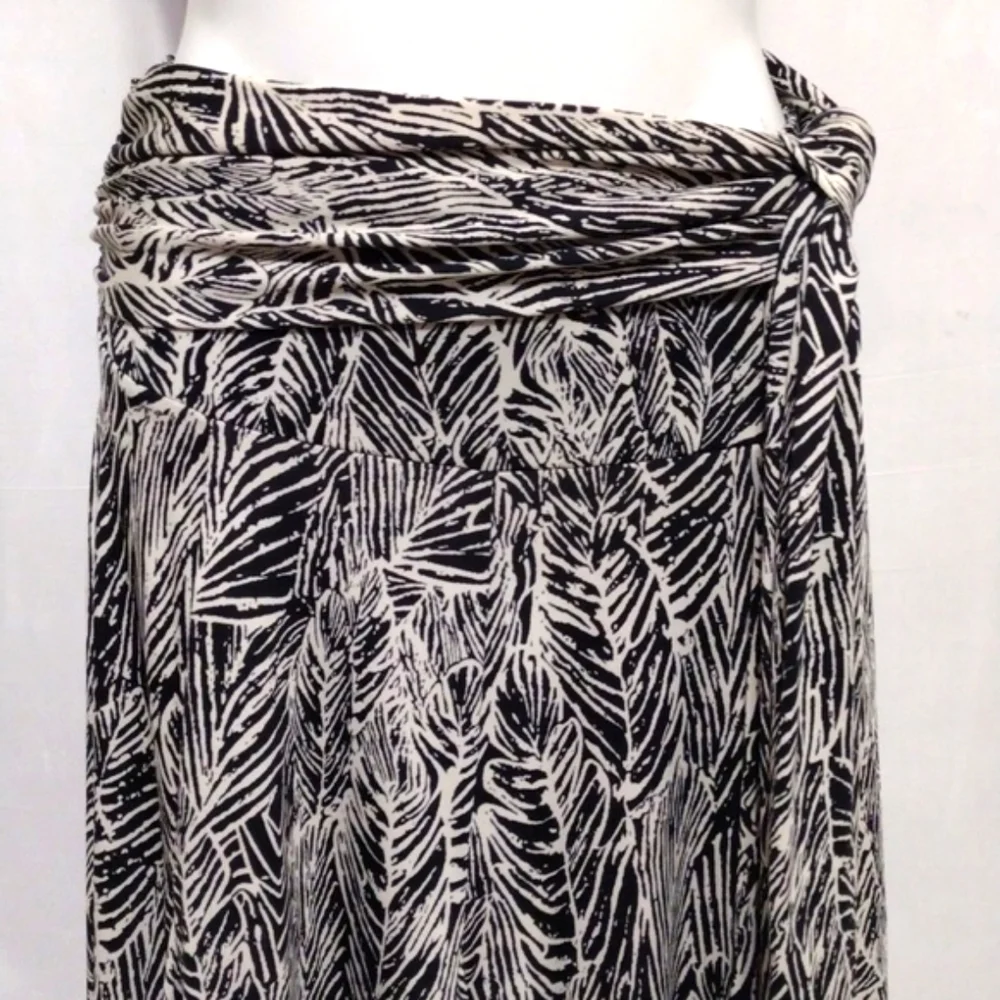 Anthropologie Lapis Abstract Leaf Maxi Skirt Self Tie Waist Boho Resort Small
